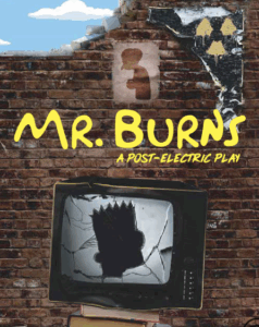there is a poster of a broken tv on a brick wall