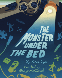 there is a poster of a man in a gas mask and goggles on the cover of the book the monster under the bed